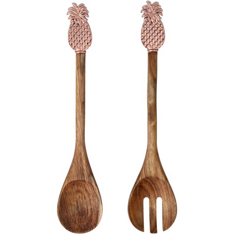 Pavilion Gift Company Pineapple - 13" Acacia 2 Piece Utensil Set - Kitchen Utensil Sets