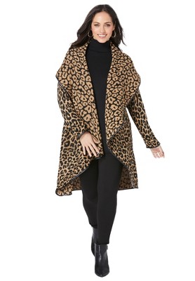 Jessica London Women's Plus Size Faux Leather-Trim Sweater