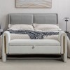 33.5"/53.1" Bedroom End Bench, Modern Velvet/Teddy Fabric Upholstered Shoe Bench 4A - ModernLuxe - 2 of 4