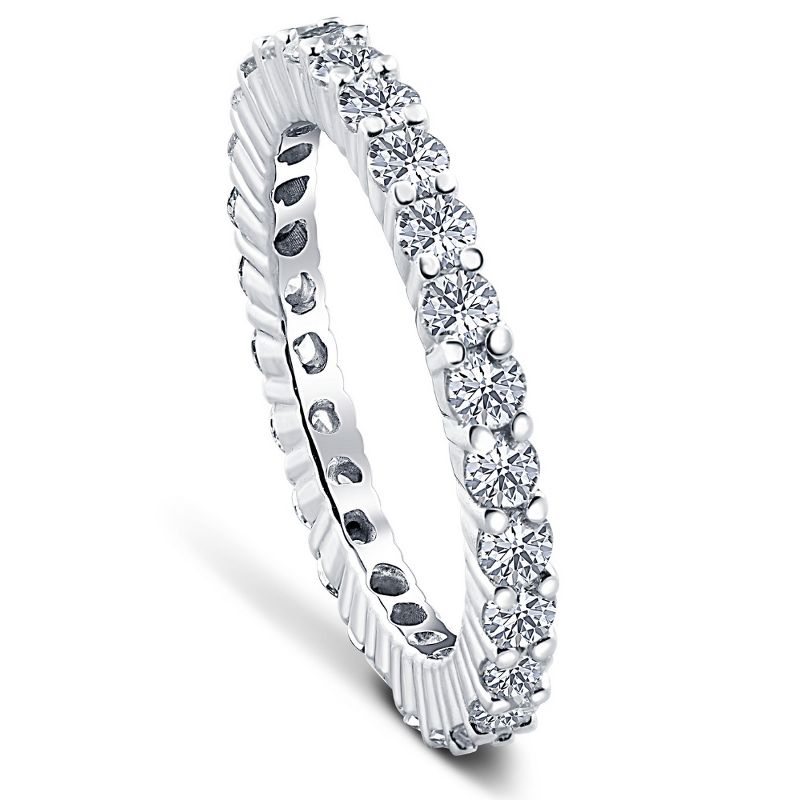 Pompeii3 1 Ct T.W. Lab Created Diamond Eternity Ring 14k White Gold Stackable Wedding Band, 3 of 6