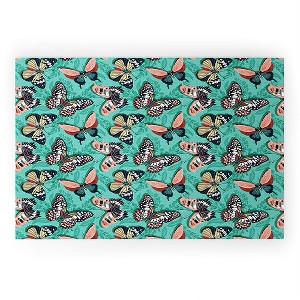Heather Dutton Mariposa Boho Butterflies Aqua Looped Vinyl Welcome Mat - Society6 - 1 of 2