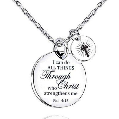 Christian Cross Necklace for Women - Bible Verse Pendant, Faith Jewelry Gift