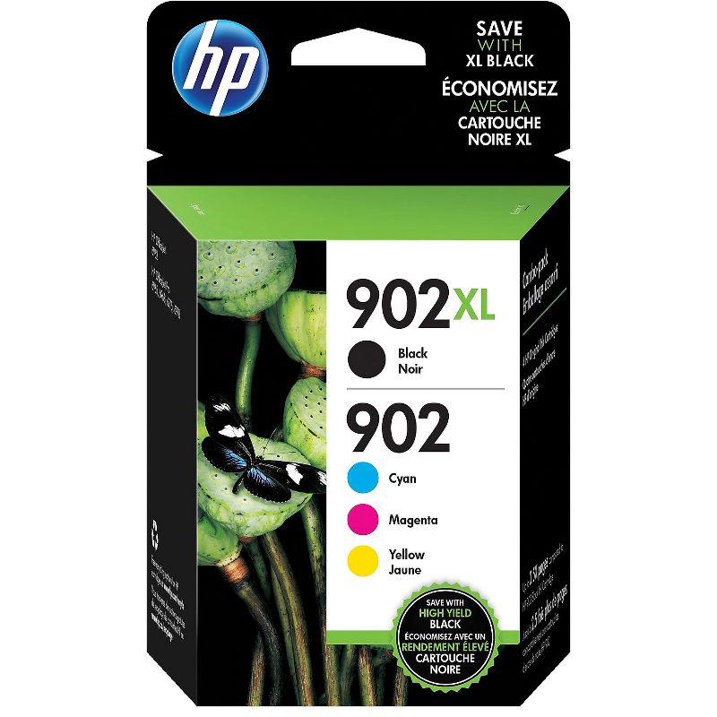 HP 902XL Black High-Yield & 902 Cyan Magenta Yellow Ink Cartridges 2145184, 1 of 10