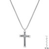Steeltime 24" Men's stainless steel and inlay wire cable cross pendant - 3 of 4