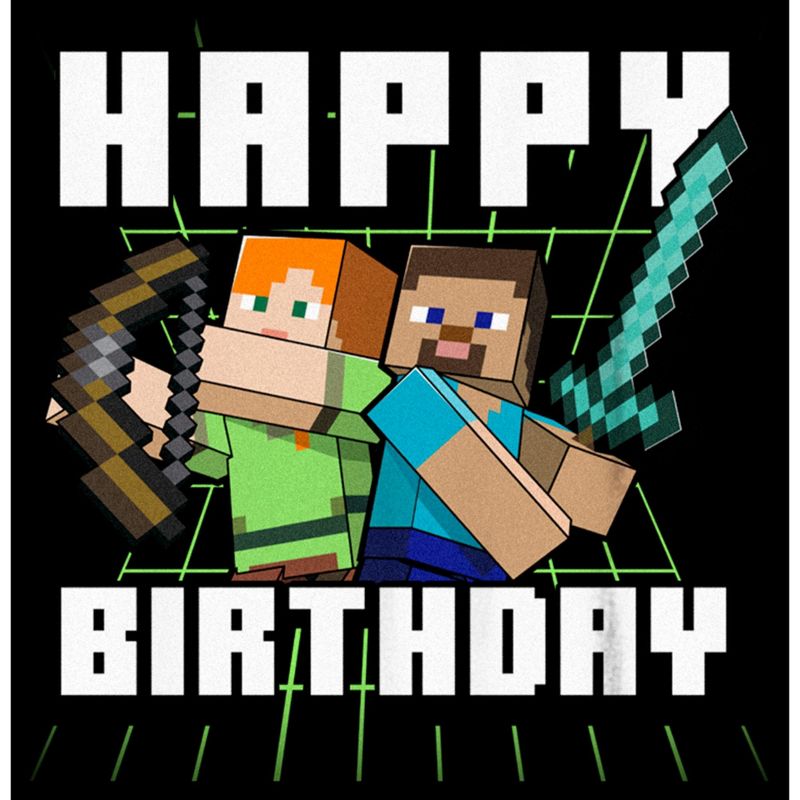 Boy's Minecraft Happy Birthday Steve and Alex T-Shirt, 2 of 6
