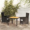 vidaXL Patio Dining Set 3 Piece with Cushions Garden Outdoor Terrace Balcony Dinner Table and Chair Seat Seating Furniture Poly Rattan Black - 2 of 4
