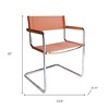HomeRoots 23" Silver And Terra Cotta Leather and Stainless Steel Arm Chair - 3 of 4