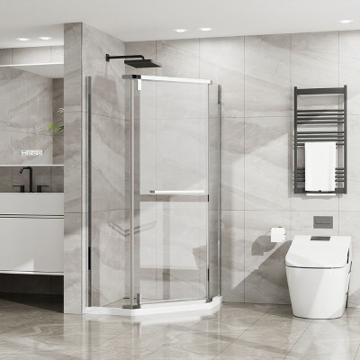 Lirago 36"x36"x72" Corner Frameless Shower Door-Chrome Tempered Glass 304 Stainless Steel Easy-Clean Reversible