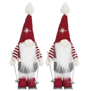 FURNIinspire Decorative Objects 2pcs Christmas Gnomes Decorations, Skiing Dolls, Holiday Table Home Ornaments Decorations, Red, 4.5"*5.9"*15" - 1 of 4
