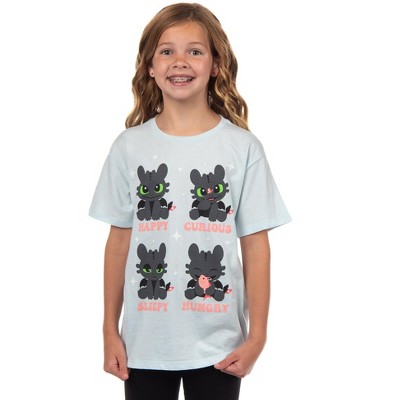 Seven Times Six How To Train Your Dragon Shirt Girl's Toothless Short Sleeve Graphic Tee Blue