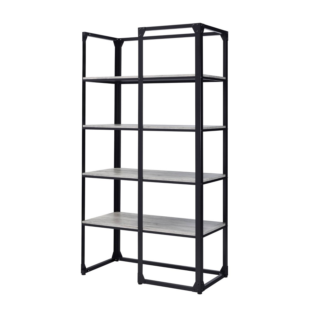 Photos - Wall Shelf 72.25" Havano 4 Shelf Open Industrial Bookcase: Steel Frame, MDF - HOMES: