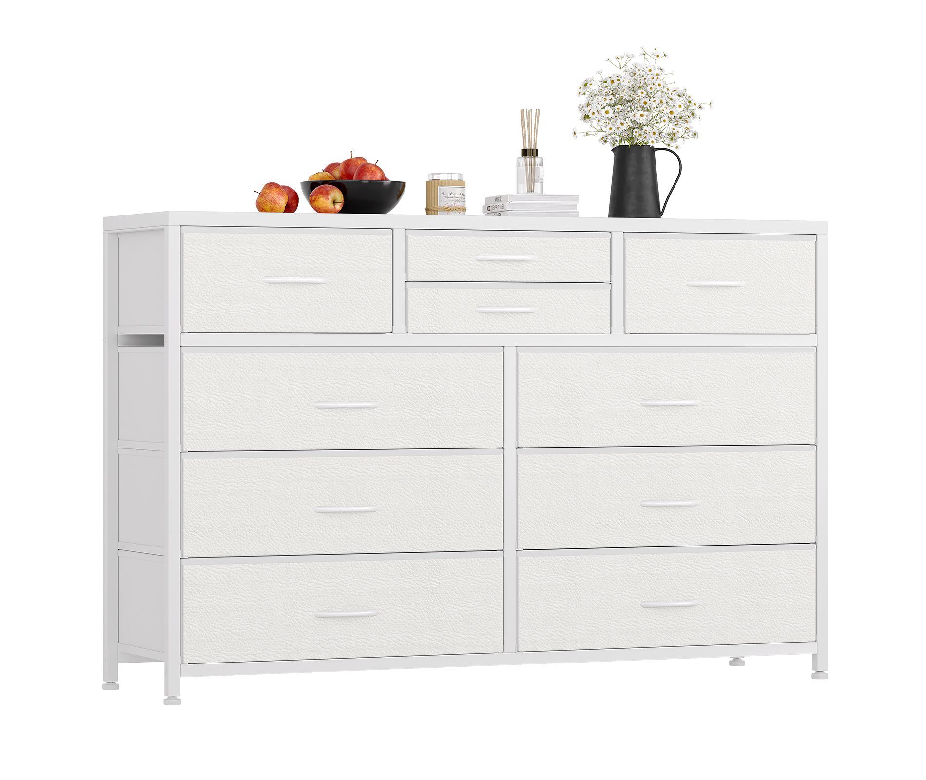 10 Drawer Dresser for 55" TV Stand, Fabric Storage Drawers for Closets