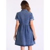 INSPIRE CHIC Women's Summer Turndown Collar Button Down Short Sleeve Babydoll Denim Midi Dress - 3 of 4