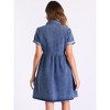 INSPIRE CHIC Women's Summer Turndown Collar Button Down Short Sleeve Babydoll Denim Midi Dress - image 3 of 4