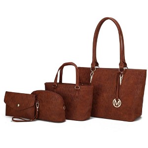 MKF Collection Edelyn Embossed M Signature Vegan Leather Women’s Tote Bag by Mia K – 4 Pcs set - 1 of 4