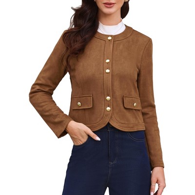 INSPIRE CHIC Women's Crew Neck Long Sleeves Button Down Vintage Jackets
