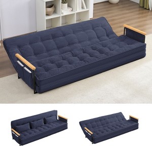 Mjkone Muti-Functional Folding Floor Sofa Bed,3-Seater/2-Seater/1-Seater Lazy Futon Sofa with Pillows,6 Position Adjustable Backrest - 1 of 4