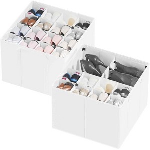 2-Pack Shoe Storage Bins with Dividers - Holds 16-32 Pairs of Shoes, Foldable Design for Seasonal Flexibility - 1 of 4