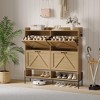 Shoe Cabinet, Shoe Storage Cabinet with 4 Flip Drawers, Large Capacity Entryway Shoe Storage with Metal Legs, Narrow Shoe Cabinet Storage - 3 of 4