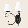PAKOKULA Matte Black Farmhouse Double Wall Sconce with White FabricShade - 3 of 4