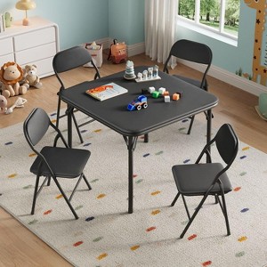 Kids Folding Table and Chairs Set, Toddlers Children's Activity Table and Chairs Set - 1 of 4