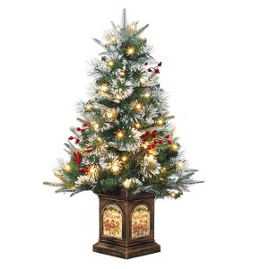 Christmas Tree for Front Door, Christmas Tree with Potted, Xmas Tree with Red Berries, Xmas Tree for Holiday Decor - 1 of 4