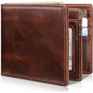 Paaaawaters Mens Wallet Genuine Leather Bifold RFID Blocking Wallet for Men - 1 of 4