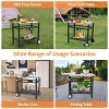 Portable Stainless Steel Outdoor Grill Cart Featuring a Double Shelf, Equipped with Gas Tank Hooks - 4 of 4