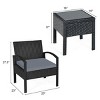 Tangkula 3 Pieces Patio Set Outdoor Wicker Rattan Furniture w/ Cushions Gray - image 3 of 4