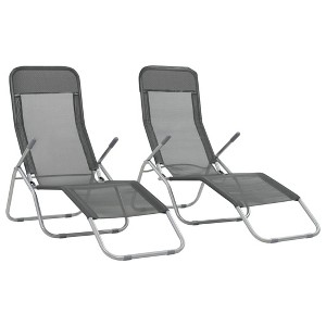 vidaXL Folding Sun Loungers 2 pcs Textilene Anthracite - 1 of 4