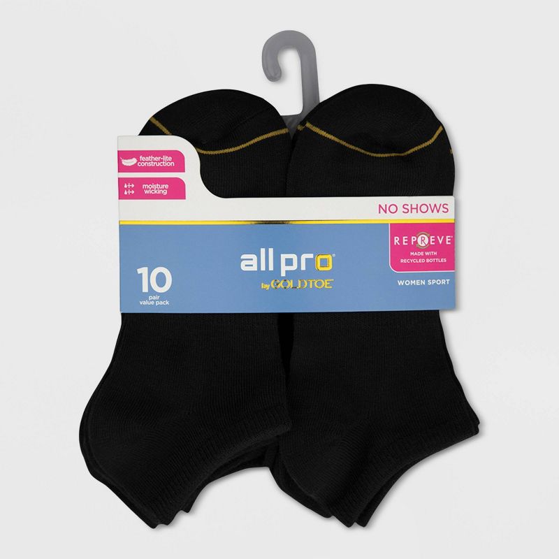All Pro by Gold Toe Women's Lightweight 10pk No Show Athletic Socks - 4-10, 3 of 5
