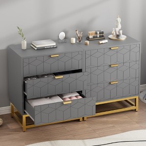 3 Drawer Dresser, Wood Chest Drawers with Storage for Closet, Bedroom, Drawers Dresser Modern Bedside Nightstand with Gold Handles - 1 of 4
