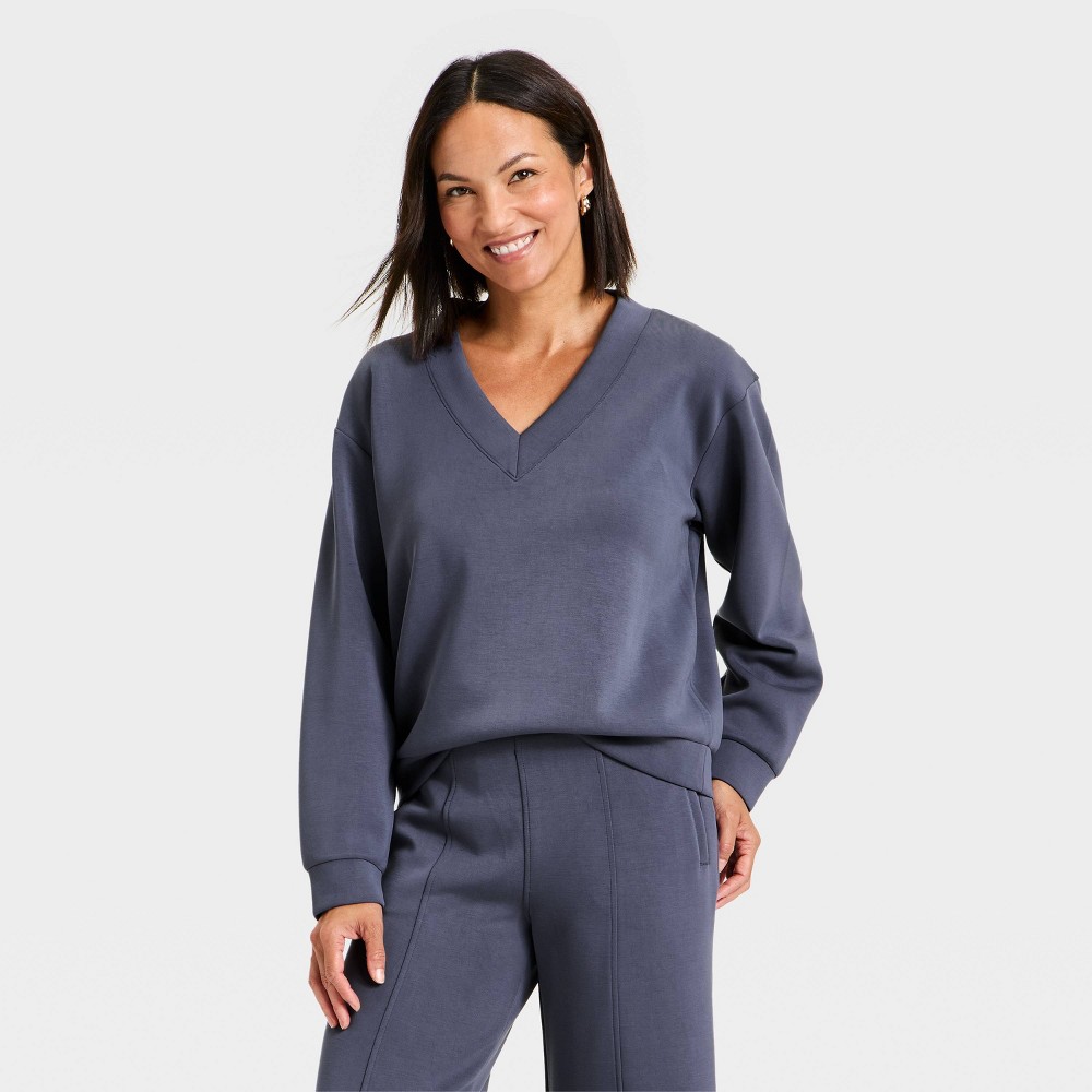 Women's Sandwash Sweatshirt - A New Day™ Blue M