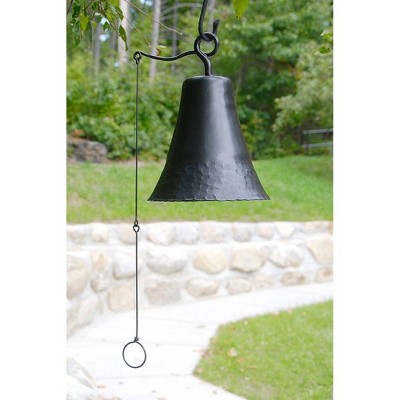 Large Graphite Wrought Iron Hanging Bell with Knocker