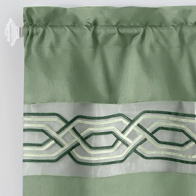 Sage Green Polyester Rod Pocket Kitchen Curtain Set, 24-inch Long