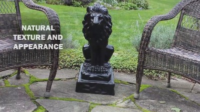 28" Sandstone Resin Guardian Lion Statue