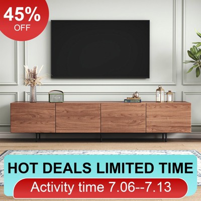 Etelifrank Wood TV Stand Media Console With 4-Cabinets