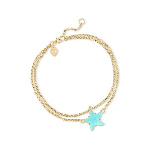 Ross-Simons Italian Light-Blue Glass Starfish Anklet in 18kt Gold Over Sterling Size 9 - 1 of 4
