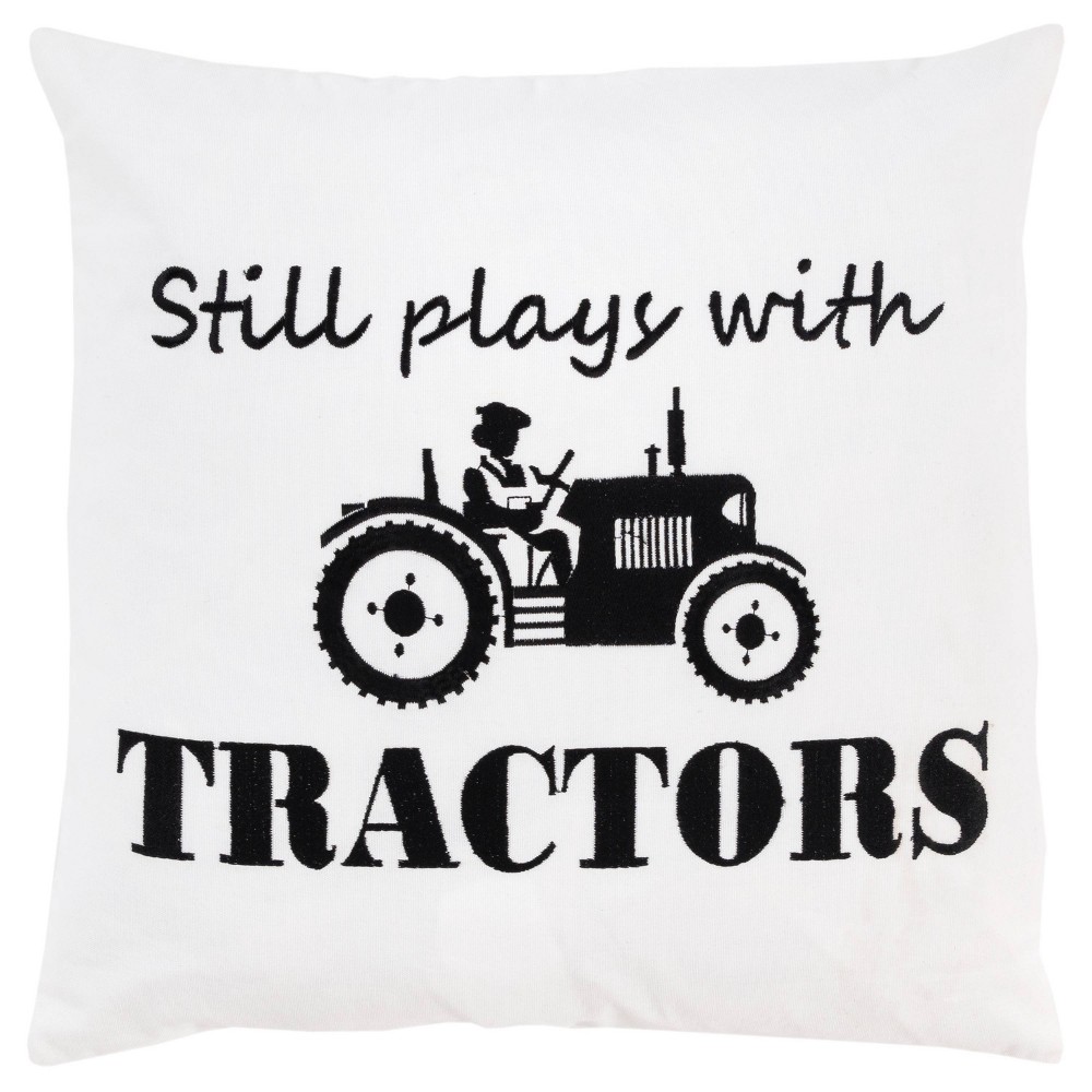 Photos - Pillow 20"x20" Oversize Tractors Poly Filled Square Throw  - Rizzy Home
