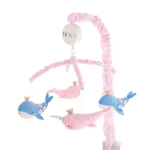 NoJo Under The Sea Whimsy Whales and Narwhals Musical Mobile - Pink and Blue - 1 of 3