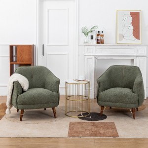 DYHOME Mid-Century Modern Accent Chair, Tufted Upholstered Armchair for Living Room, Bedroom, Set of 2 - 1 of 4