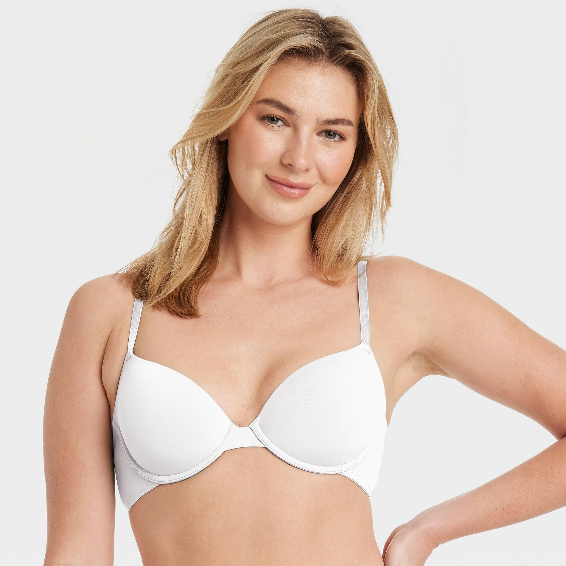Women's Lightly Lined Demi T-Shirt Bra - Auden™ Fresh White 38C: Underwire, Adjustable Straps