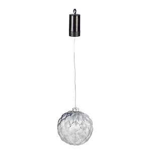 Evergreen 6" Shatterproof Outdoor Safe Battery Operated LED Ball Ornament, Silver - 1 of 2