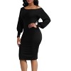 Coolmee Women's Sexy Off Shoulder Midi Bodycon Dress Elegant Long Sleeve Formal Cocktail Party Dresses - 2 of 4
