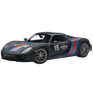 Porsche 918 Spyder Weissach Package Black/ Martini Livery #15 1/18 Model Car by Autoart - 1 of 4