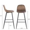 Hybition Bar Height Bar Stool with Back Stools ,Metal Legs and Footrest, Modern Upholstered Velvet Counter bar Chairs,Industrial Pub Chairs,Set of 2 - 4 of 4