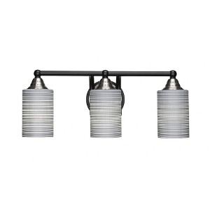 Toltec Lighting Paramount 3 - Light Vanity in  Matte Black/Brushed Nickel with 4" Gray Matrix Shade - 1 of 1