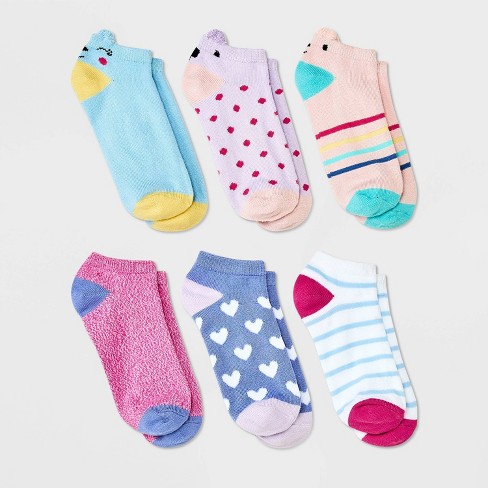 2 Pairs Random Cotton Cartoon Socks Pink Cute Cat Ankle Socks Red Heart  Animal Socks for Women Gril