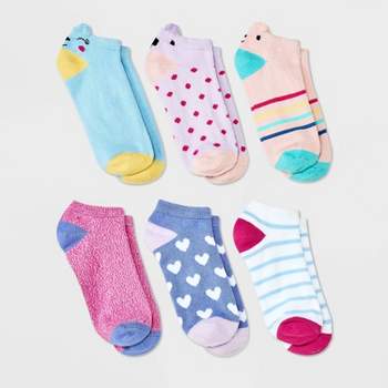 Girls' 6pk Super Soft Critter No Show Socks - Cat & Jack™