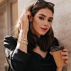 2pcs Gold Chain Link Bracelet, Stainless Steel Crystal Friendship Bracelets Bangle,Watch Band Chains Wristband - 3 of 4